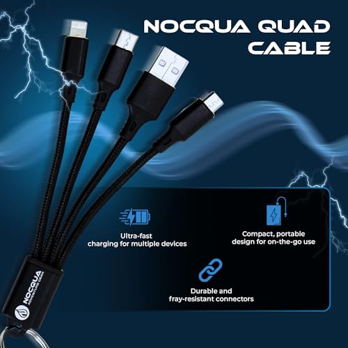 Nocqua 4-in-1 Multi Charging Cable - 5” USB C Fast Charging Cables