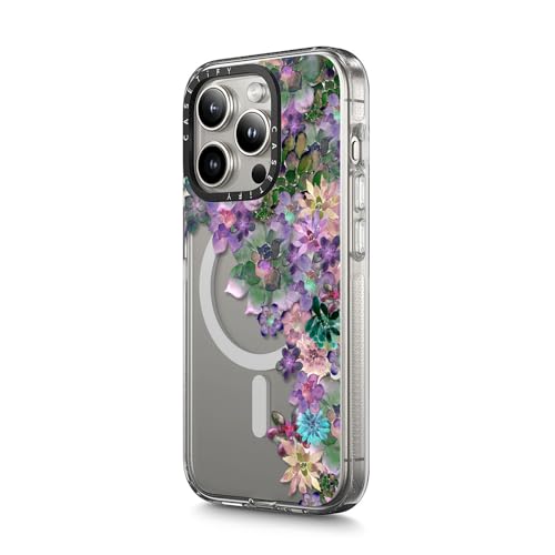CASETiFY for iPhone 15 Pro Case - Impact Clear Compatible with MagSafe | Not Yellowing | 6.6 ft. 3X Military Grade Drop Protection | MY SUCCULENT GARDEN | Clear - color: MY SUCCULENT GARDEN, size: Iphone 15 Pro (6.1")