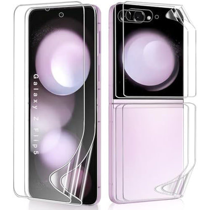 2 Sets Screen Protector for Samsung Galaxy Z Flip 5-6.7", Front/Back Full Coverage Soft Protective Film, Premium Folding,HD Clear Scratch Resistant - size: Samsung Galaxy Z Flip 5