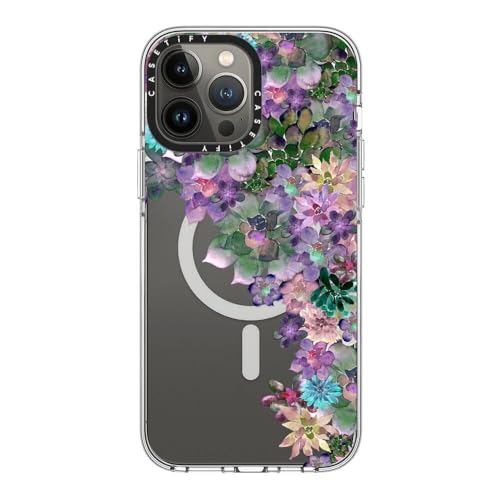 CASETiFY for iPhone 13 Pro Max Case - Impact Clear Compatible with MagSafe | Not Yellowing | 6.6 ft. 3x Military Grade Drop Protection | MY SUCCULENT GARDEN | Clear - color: MY SUCCULENT GARDEN, size: Iphone 13 Pro Max (6.7")