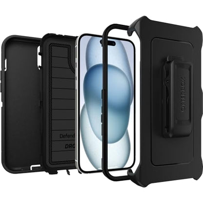 OtterBox iPhone 15 Plus and iPhone 14 Plus Defender Series Pro Case - Black, screenless, Rugged & Durable, with Port Protection, Includes Holster Clip Kickstand - color: Black