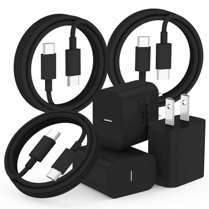 20W iPhone Charger Fast Charging 3-Pack with 6FT USB C to USB Cable, Black - color: Black