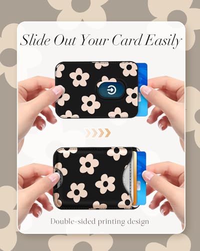 Shorogyt Compatible with Magsafe Wallet for Women, Black Flower - color: Black Flower