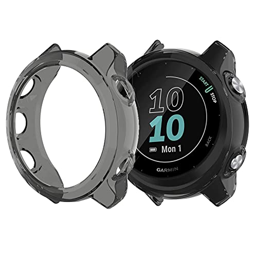 Compatible for Garmin Forerunner 55 Screen Protector with Case, Lamshaw (2+1Pack) Tempered Glass Film Full Coverage + Soft TPU Protective Case Compatible for Garmin 55 Smartwatch