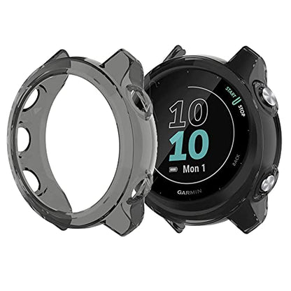 Compatible for Garmin Forerunner 55 Screen Protector with Case, Lamshaw (2+1Pack) Tempered Glass Film Full Coverage + Soft TPU Protective Case Compatible for Garmin 55 Smartwatch