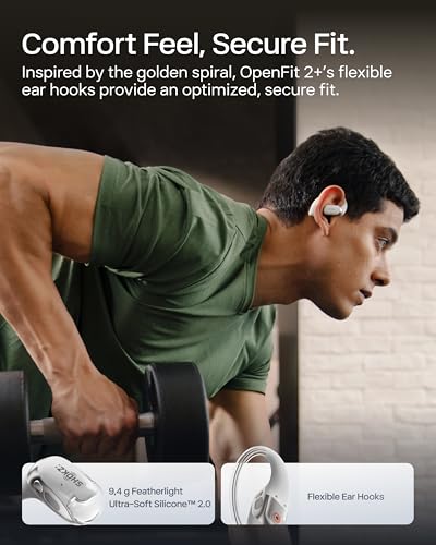 SHOKZ OpenFit 2+ Open-Ear Earbuds, Grey, Dolby Audio,Wireless Charging - color: Grey, style: Dolby Audio / USB-C&Wireless