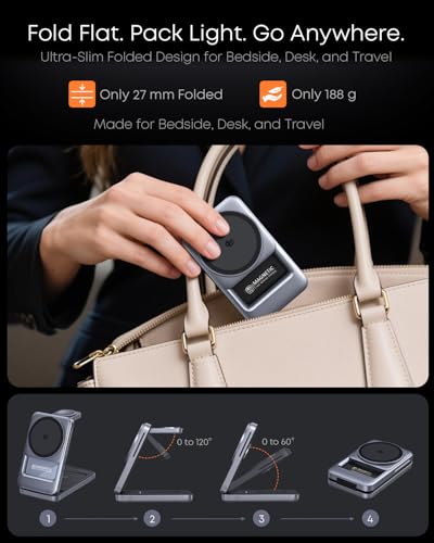 Qi2.2 25W 3-in-1 Foldable Magnetic Wireless Charger for iPhone, Night Light