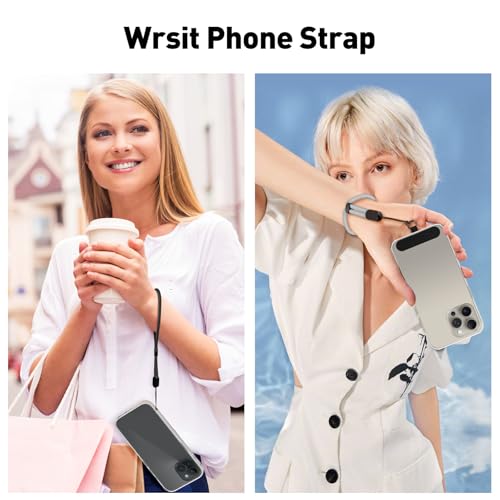 SHANSHUI Phone Lanyard, 2 Pack Crossbody Wrist Nylon Cell Phone Lanyard Around the Neck Anti-Drop Strap with 2 Tether Pads Compatible with iPhone and Most Smartphones - Black Grey - color: BlackGray