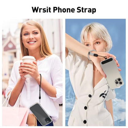 SHANSHUI Phone Lanyard, 2 Pack Crossbody Wrist Nylon Cell Phone Lanyard Around the Neck Anti-Drop Strap with 2 Tether Pads Compatible with iPhone and Most Smartphones - Black Grey - color: BlackGray