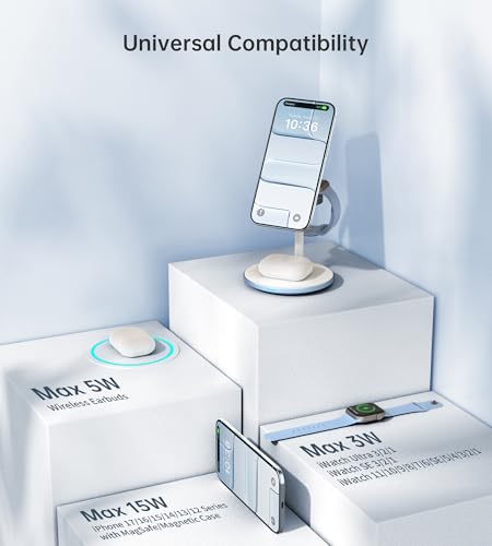 3 in 1 Magnetic Wireless Charging Station for Apple Devices,15W for Magsafe - color: Sky Blue