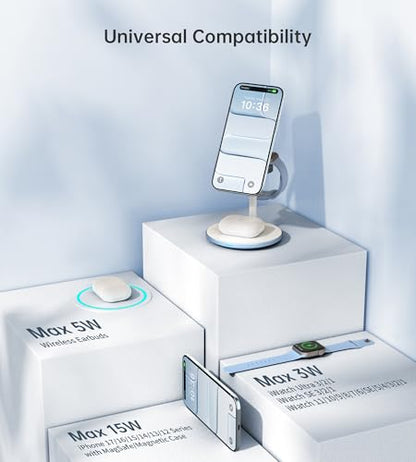 3 in 1 Magnetic Wireless Charging Station for Apple Devices,15W for Magsafe - color: Sky Blue