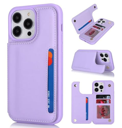 iCoverCase Compatible with iPhone 14 Pro Case with Card Holder, Wallet Case for Women Men RFID Blocking PU Leather Protective Phone Case 6.1 Inch (Light Purple) - color: Light Purple