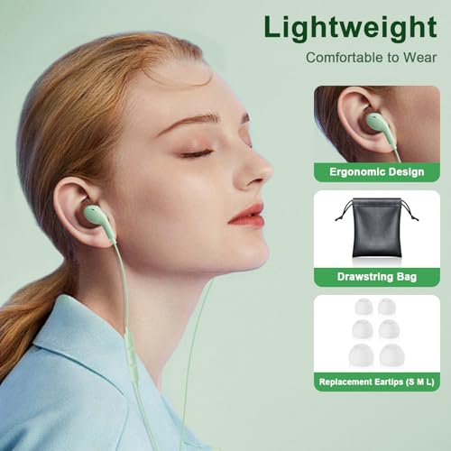 USB C Headphones for iPhone 17 16 15 Pro Max, Wired Earbuds with Mic, Volume Control, Noise Cancelling, Compatible with iPhone 15/16/ 17 Air/iPad Pro/Samsung Galaxy S26 / S25/ S24/S23 Ultra - color: Green