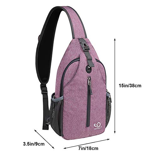 WATERFLY Crossbody Sling Backpack Sling Bag Travel Hiking Chest Bag Daypack (Purple) | Small Hiking bag,Multi-compartment storage,Water-resistant,Breathable back pad,Reversible adjustable shoulder strap - color: B-purple