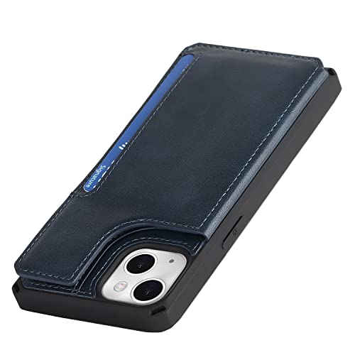 Cavor for iPhone 14 Wallet Case with Card Holder for Women, Blue - color: B-Blue