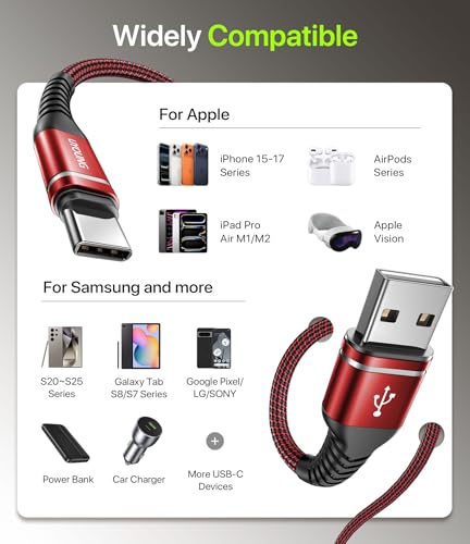USB to USB C Cable 3A Fast Charging 3FT, 2Pack USBA to USBC Cable for - color: Red, size: 3FT, style: 60W USB A to USB C