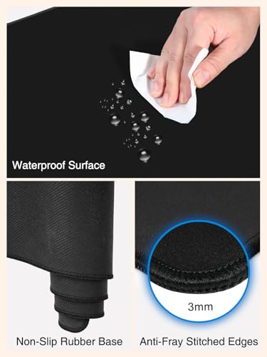 Magnetic Wireless Charging Mouse Pad, 31.5"x15.8" Large Desk Mat - color: Black-Watch-Adatper