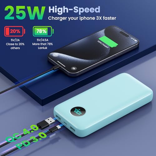 Portable Charger PowerBank 40,800mAh with Built-in Cables,25W PD Fast Charging +QC 4.0 Quick Phone Charging Power Bank, Travel Essential Charger Battery Pack for iPhone 17/16/15 Android Galaxy etc - color: Green