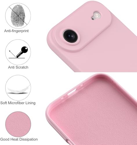 Compatible with iPhone Air Case, Shockproof Liquid Silicone Protective Phone Case with Soft Anti-Scratch Microfiber Lining Ultra Slim Drop Protection Phone Cover (Pink) - color: Pink, size: for iPhone Air