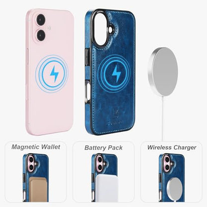 Bocasal for MagSafe Wallet Case Card Holder for iPhone 16, Blue - color: Blue for MagSafe