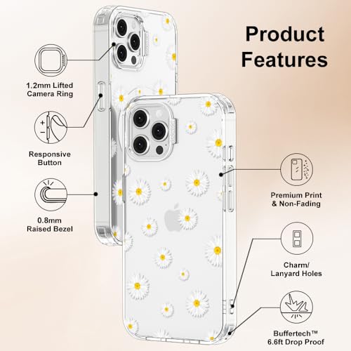 MOSNOVO Case for iPhone 12 & iPhone 12 Pro, [Buffertech 6.6ft Military-Grade Drop Protection] [Anti Peel Off Tech] Clear TPU Bumper Phone Case Cover Design - White Daisy - color: Clear - White Daisy, size: iPhone 12 / iPhone 12 Pro
