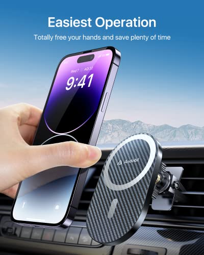 andobil Upgraded for Magsafe Car Mount Pro [Strongest Magnet, Big Phone Friendly] 360° Rotation Magnetic Phone Holder for Car Vent for iPhone 17 Pro Max 16/15/14/13/12 Samsung S26/S25 (Carbon Fiber) - color: Black-P2