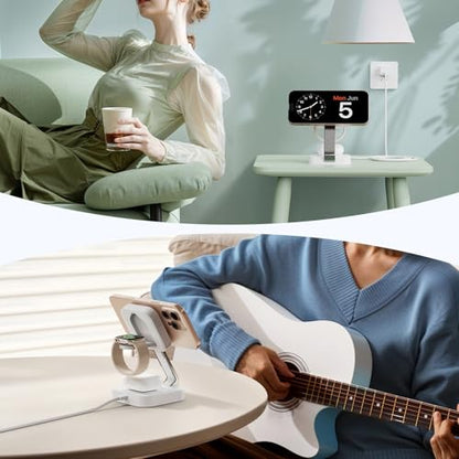 2026 Traveling Wireless Mag-Safe Fast Magnetic 3 in 1 Charging Station - color: White