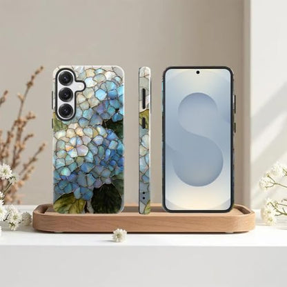 Compatible with Samsung Galaxy S25 Case,Glossy Case All-Round Protection Shockproof Anti-Scratches TPU Cover,Cases for Man Woman-Hydrangeas Bush Stained Glass - color: Hydrangeas Bush Stained Glass, size: Galaxy S25