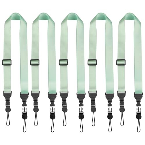 FIEIL 5 Pack Nylon iPad Strap, Adjustable Camera Neck Strap, Comfortable Shoulder Strap for iPad, Cellphone Tablet, Camera, Laptop, Binocular, Luggage Bag(Mint Green Universal Neck Lanyard) - size: 5 Pack Mint Green