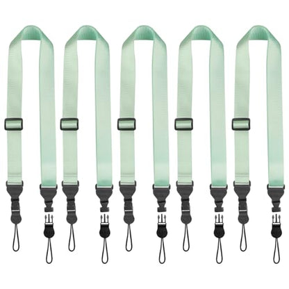 FIEIL 5 Pack Nylon iPad Strap, Adjustable Camera Neck Strap, Comfortable Shoulder Strap for iPad, Cellphone Tablet, Camera, Laptop, Binocular, Luggage Bag(Mint Green Universal Neck Lanyard) - size: 5 Pack Mint Green