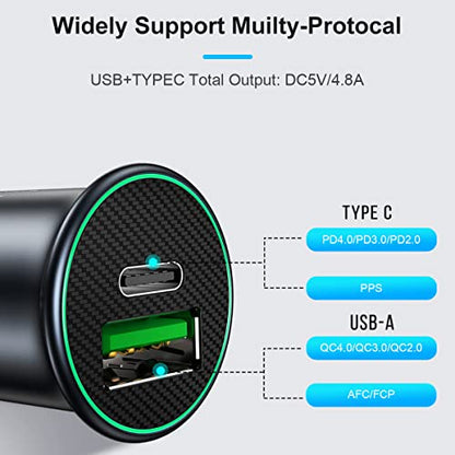 Ankuee USB-C Car Charger, PD 60W and QC3.0 30W