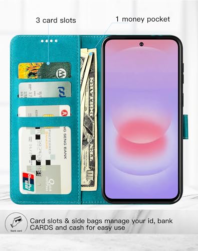 Feitenn for Samsung Galaxy A37 5G (6.7") Case Wallet 2026 with 4 Card Holders Kickstand, PU Flip Leather Magnetic Closure Folio Shockproof Protective Cover, Blue - color: Blue, size: Samsung Galaxy A37 5G