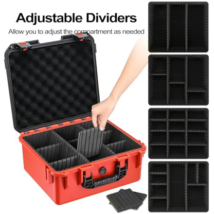 Case for Milwaukee Battery - Waterproof Hard Box with 9 Adjustable Dividers | Design for Milwaukee M18/ M12 12V/20V/60V Battery & Chargers,keep battery accessory neatly protected during daily transport