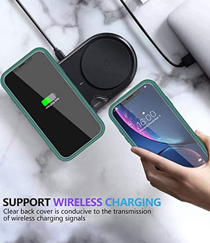 Diverbox for iPhone XR Case [Tempered Glass Screen Protector] [Shockproof] [Dropproof] Heavy Duty Protection Phone Case Cover for Apple iPhone XR (Teal) - color: Teal-2in1