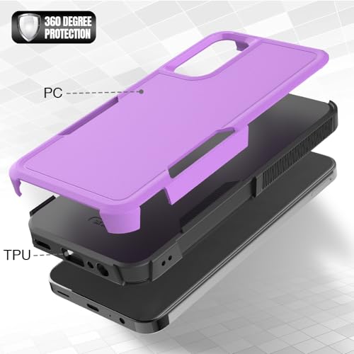 for Galaxy A15 5G Phone Case, [Military Grade Drop Tested] with HD Screen Protector, Dual Layer Protective Heavy Duty Cell Phone Cover Non-Slip Shockproof Case for Samsung Galaxy A15 5G (Purple) - color: Purple