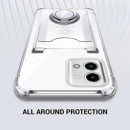 Shields Up for Moto G Stylus 5G 2023 Case with Card Holder, Clear | Minimalist Wallet Case, 3 Card Slots, 360° Rotation Ring Stand/Kickstand, Drop Protection Protective Cover - size: Moto G Stylus 5G 2023