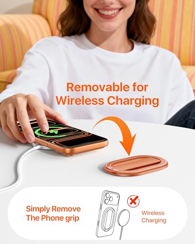 andobil [2026 Woven Comfort] Magnetic Phone Grip for MagSafe w/Finger Strap - color: Orange