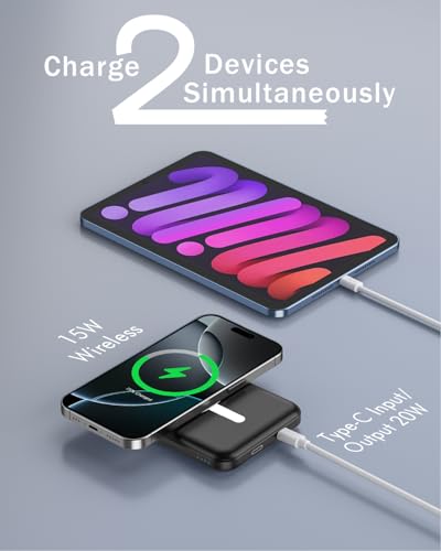 podoru for MagSafe Power Bank 5000mAh, Ultra-Slim Magnetic Portable Charger - color: Space Black