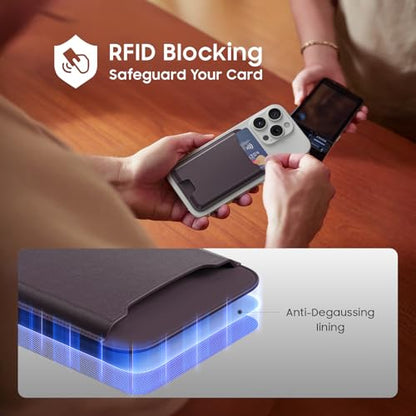 Musotica 2 Packs Phone Card Holder, Leather Phone Wallet Stick on, Stronger Nano Adhesive Credit Card Holder for Back of Phone Case, With RFID Blocking, Fit 4 Cards for iPhone, Samsung, and Android - color: Cherry Red