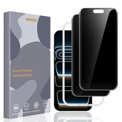 GIGIKISS 2 Pack Privacy Screen Protector for iPhone 17 Pro - size: for iPhone 17Pro 6.3 inch - Black