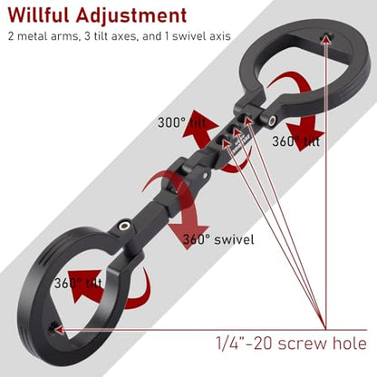Double Magnetic Ring Phone Holder – Attach to Any Iron Surface | 1/4" Screw Hole | Compatible with iPhone 17/16/15/14/13/12 Pro Max Series & Magnetic Cases (MS-02R)