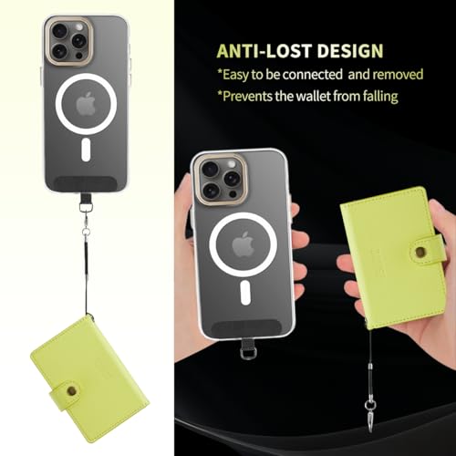 for Apple Magsafe Wallet,PU Leather Magnetic Wallet for iPhone 16/15/14/13/12 pro Max/Mini/plus,5 Card Holders with RFID Blocking (Yellow) - color: Yellow