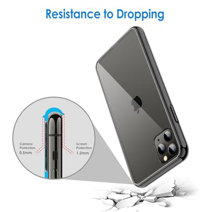 JETech Case for iPhone 11 Pro Max, Anti-Yellowing, Black | Shockproof Protection, Scratch Resistant Hard PC Back, Durable Transparent TPU Bumper - color: Black