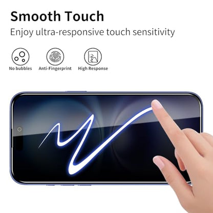 2 Pack Privacy Screen Protector for iPhone 16 with 2 Pack Camera Lens Protector, 9H Hardness Double Shatterproof Anti-Spy Tempered Glass Film, Easy Installation - size: iPhone 16