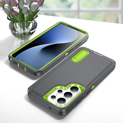 for Samsung Galaxy S26 Ultra Case with Kickstand Case 3-Layer Military Grade Protective Case Cover Silicone Heavy Duty Rugged Shockproof for Galaxy S26 Ultra Phone Case (Gray+Green) - color: Gray+Green