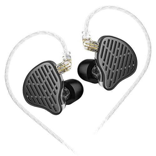 KZ x HBB PR2 in Ear Monitor Earphones 13.2mm Planar Magnetic Driver HiFi Wired Headphone Noise Cancelling IEM Earbuds with Detachable 2 Pin Silver-Plated Cable for Audiophile (Without Mic) - color: SolidBlack