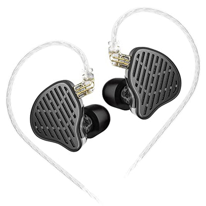 KZ x HBB PR2 in Ear Monitor Earphones 13.2mm Planar Magnetic Driver HiFi Wired Headphone Noise Cancelling IEM Earbuds with Detachable 2 Pin Silver-Plated Cable for Audiophile (Without Mic) - color: SolidBlack
