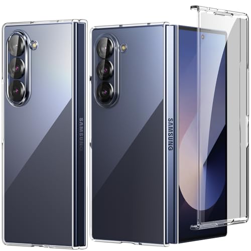 Foluu Clear Case for Samsung Galaxy Z Fold 6 with Front Built-in Screen Protector - Scratch Resistant Hard PC Back Bumper Protective Shockproof Cover for Samsung Galaxy Z Fold6 5G 2024 - color: Z Fold 6 2024-Clear, size: Z Fold 6 2024