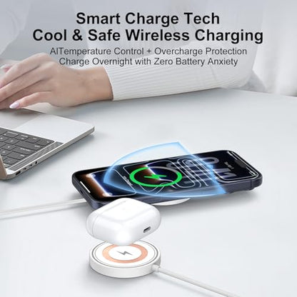 15W MagSafe Charger Magnetic Wireless Charger for iPhone 17 Pro Max/17 Pro - color: White-1