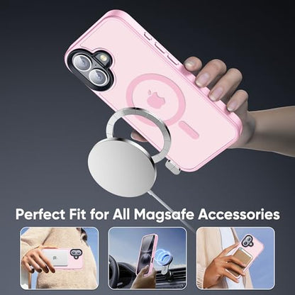 Tigowos Compatible with iPhone 16 Bumper case Fits MagSafe 10FT Drop Resistant Matte Skin Feeling Shockproof Back Cover Fits iPhone Phone Cases 6.1", Light Pink - color: Light Pink, size: iPhone 16-6.1 inch